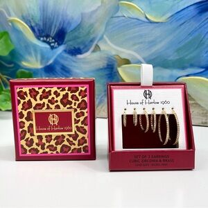 HOUSE OF HARLOW Three Piece Gold Plated Hoop Earring